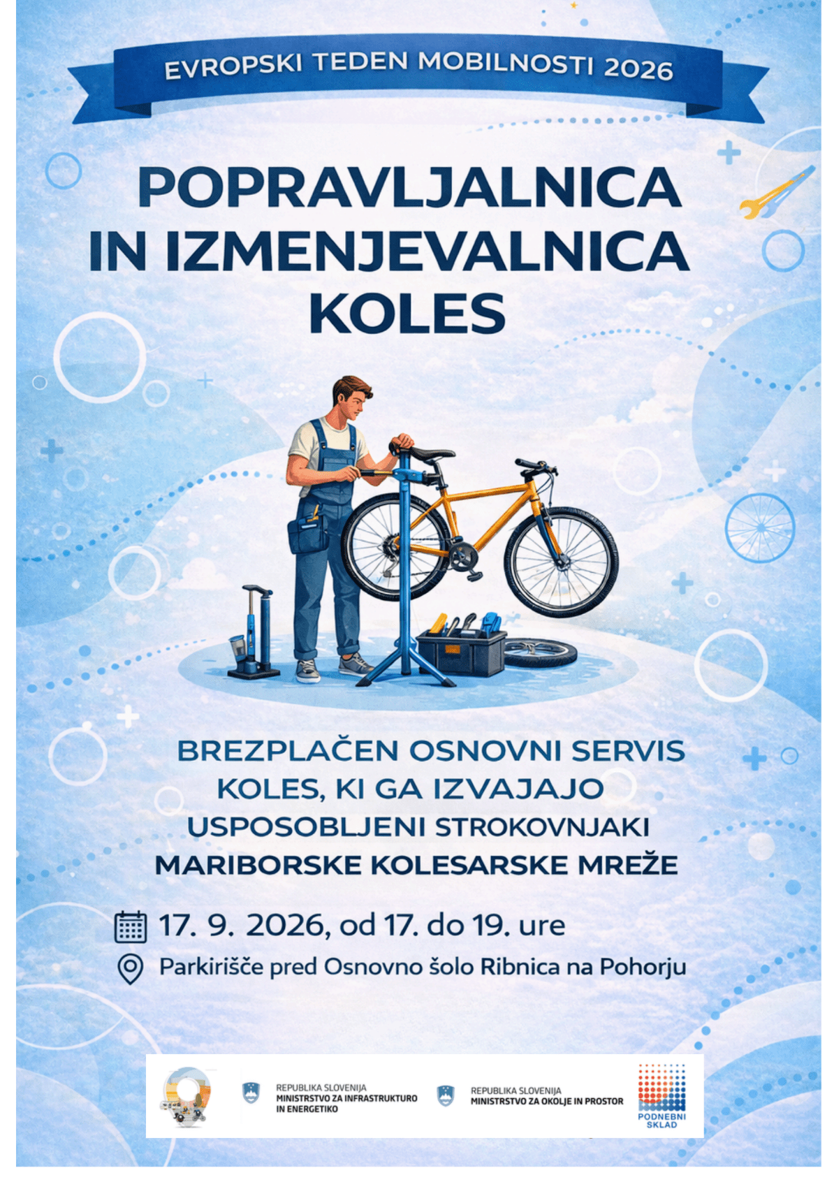 17. september 2026: Popravljalnica in izmenjevalnica koles v Ribnici na Pohorju